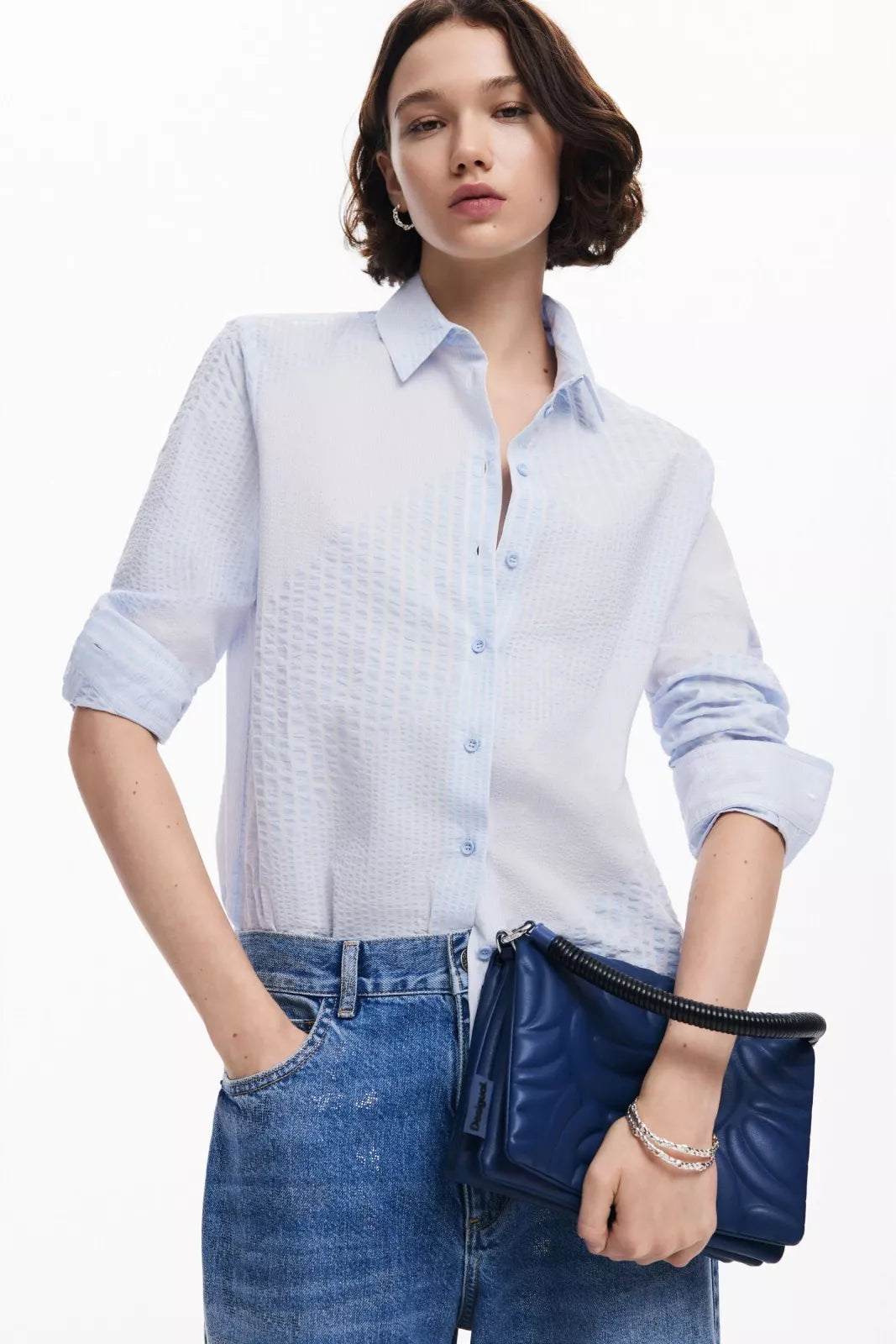 Desigual Women’s Light Blue Handbag with Shoulder Strap