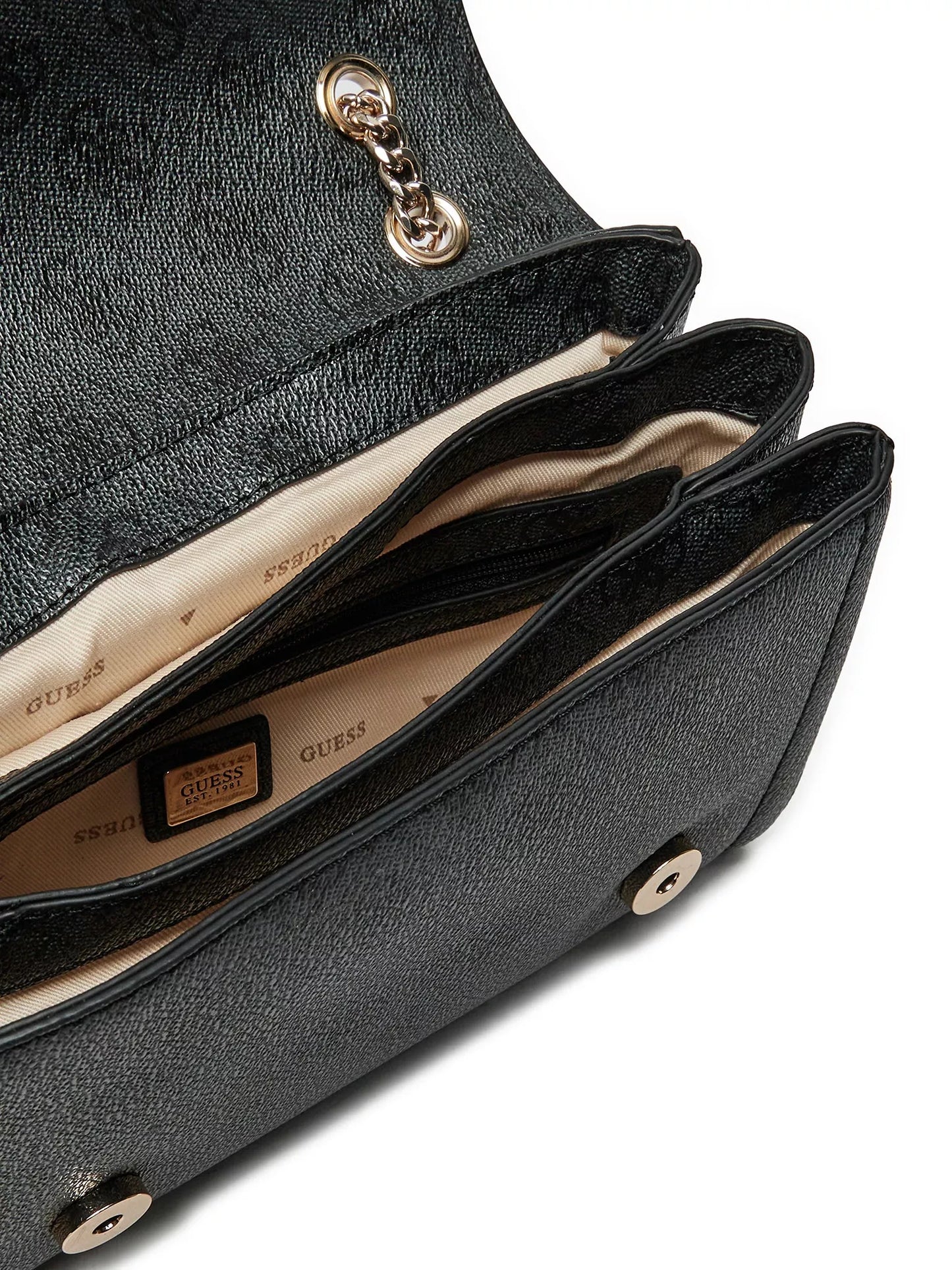 Guess Women’s Black Shoulder Bag – Elegant PU Leather Handbag for Fall & Winter