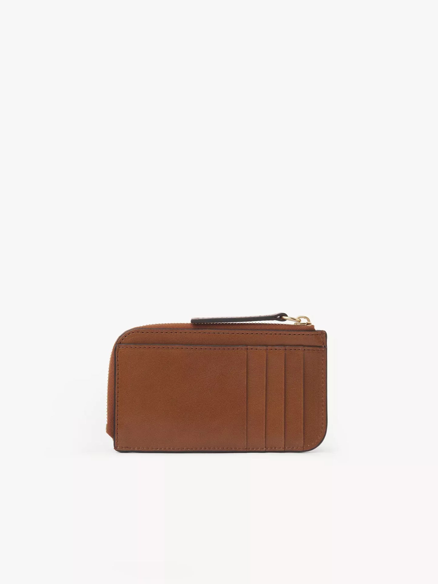 Chloé Leather Card Holder with Monogram & Zippered Compartment – Elegant & Functional Wallet