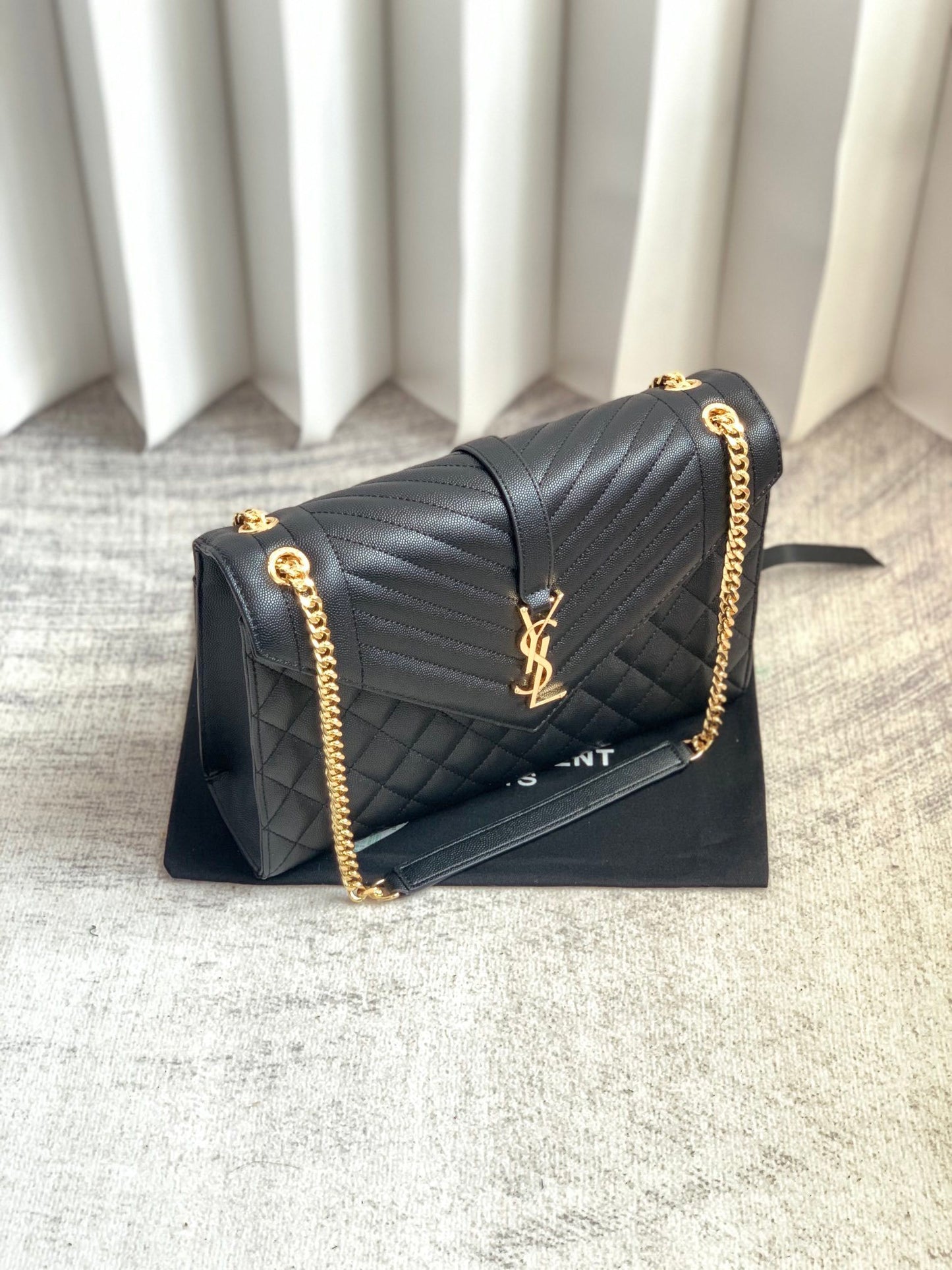 Saint Laurent Grained Leather Crescent Mini Shoulder Bag with Monogram Closure