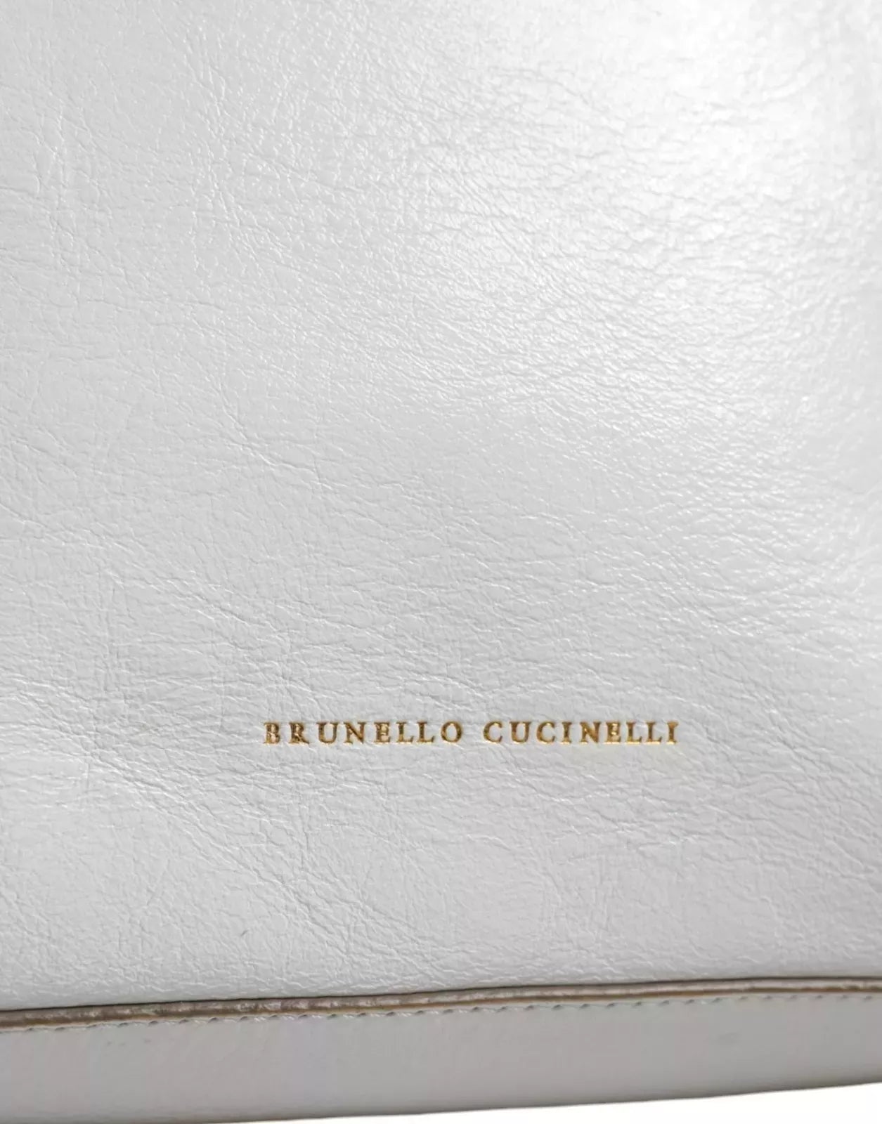Brunello Cucinelli White Leather Shoulder Tote Bag – Luxury Italian Craftsmanship