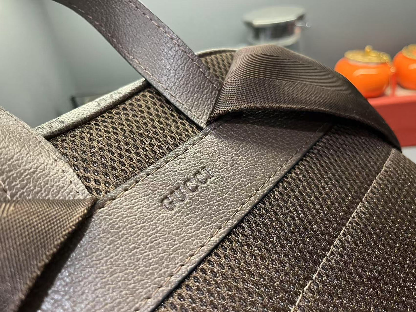 Gucci Large GG Supreme Canvas Backpack with Web and Double G Hardware