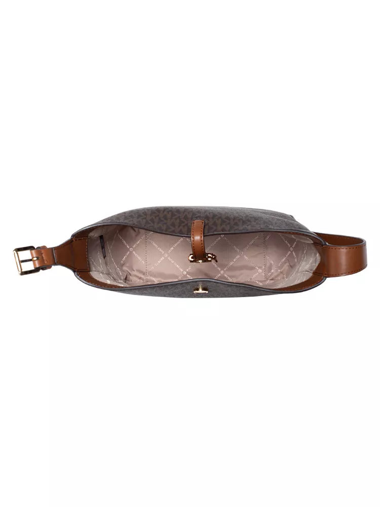 Michael Kors Women’s Brown Printed Handbag – Automatic Button Closure, Inside Pocket, Compact Design