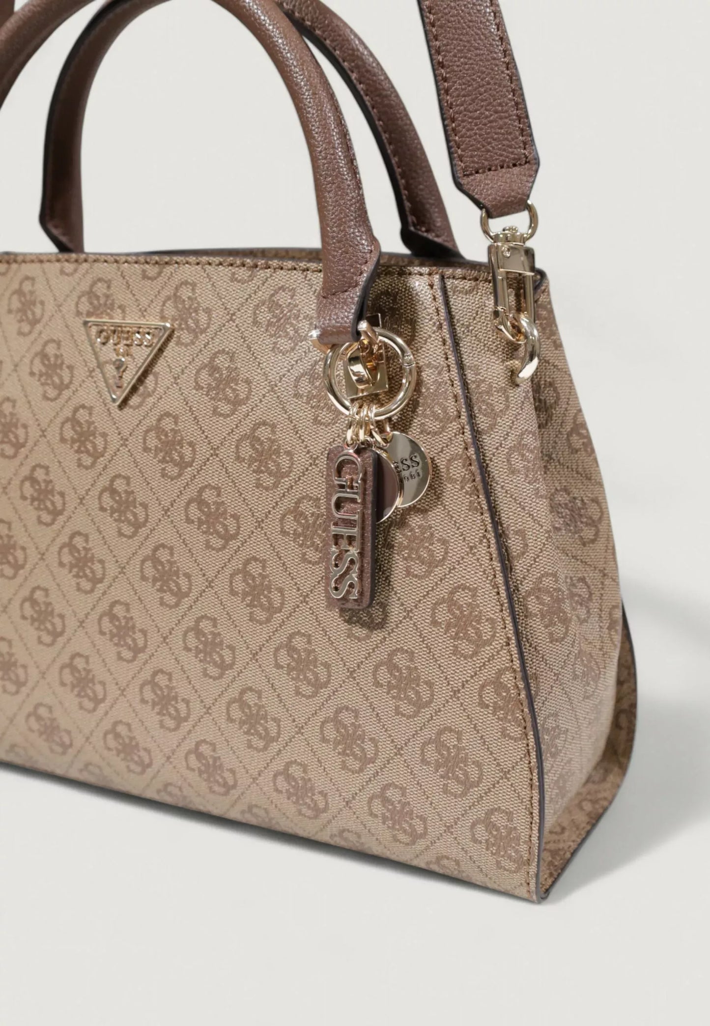 Guess Women’s Beige Handbag – Chic Shoulder Bag with Printed Design