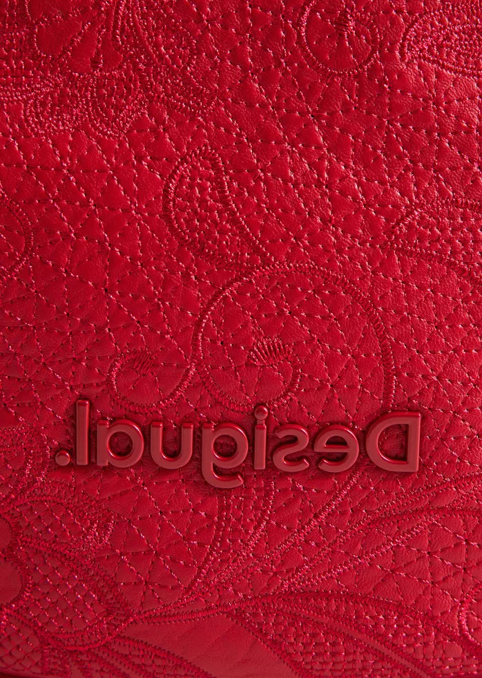 Desigual Expandable Red Handbag – Adjustable Strap & Logo Detail
