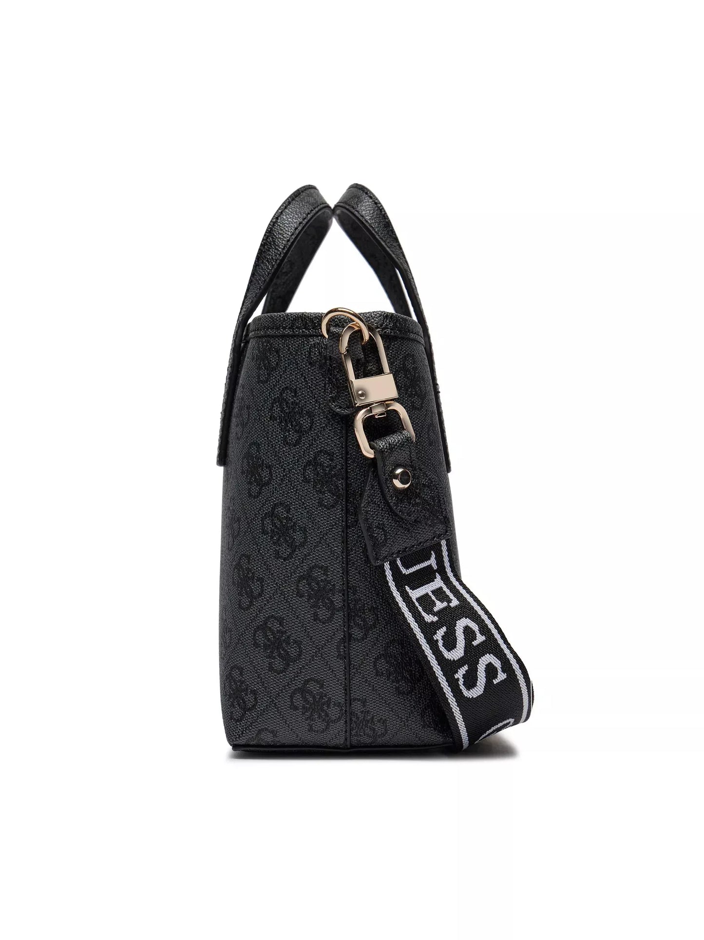 Guess Women’s Grey Printed Handbag – PU Leather Shoulder Bag with Top Handle & Detachable Strap