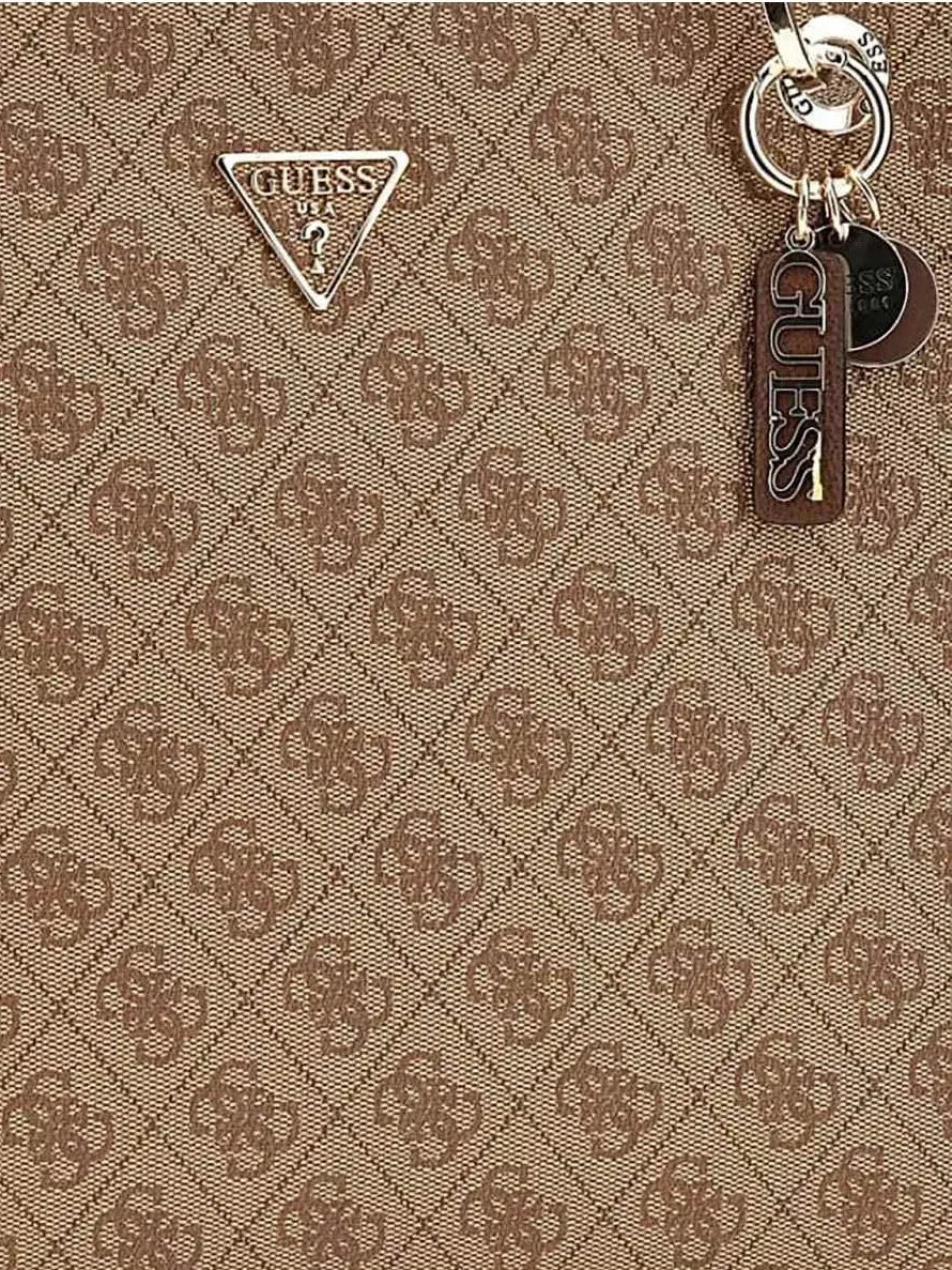 GUESS Women’s Beige Print Handbag – Elegant Fall/Winter Tote