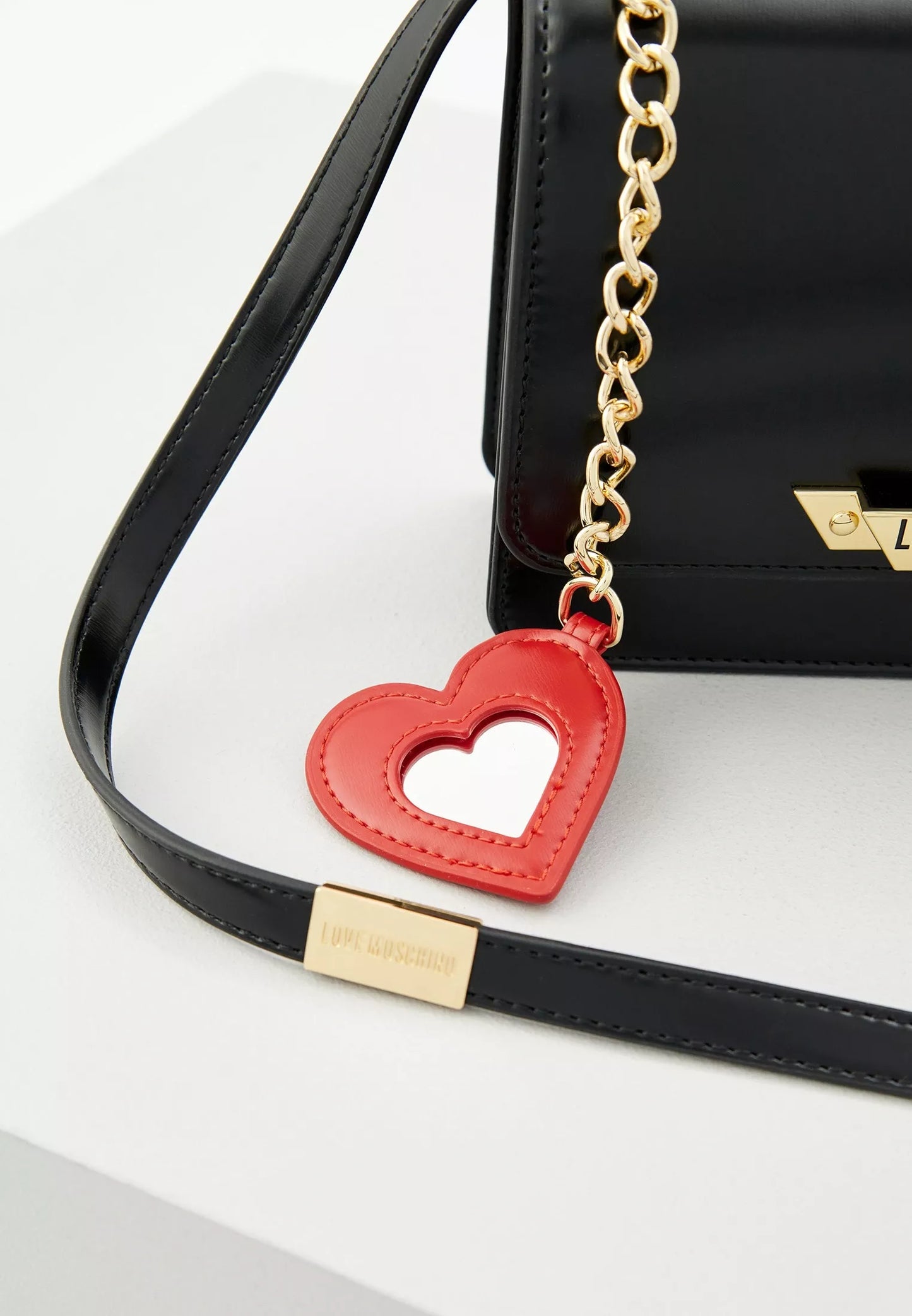 Love Moschino Women’s Black Shoulder Bag – Elegant Clip Closure