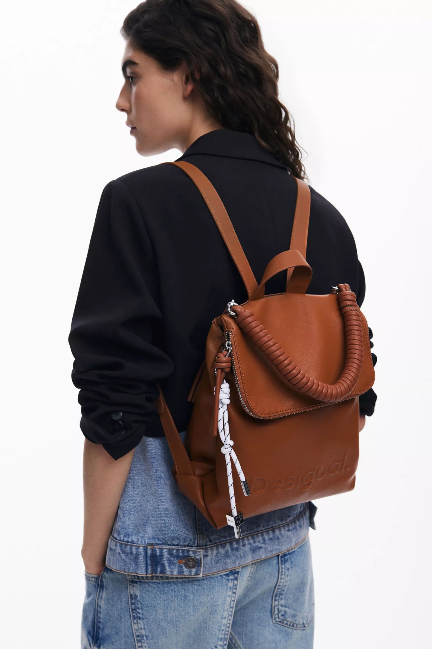 Desigual Women’s Brown Handbag with Zip Closure