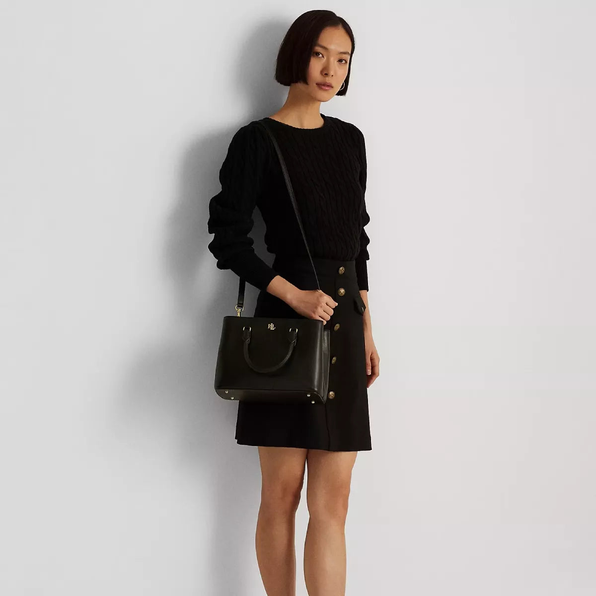 Ralph Lauren Signature Leather Handbag with Removable Shoulder Strap