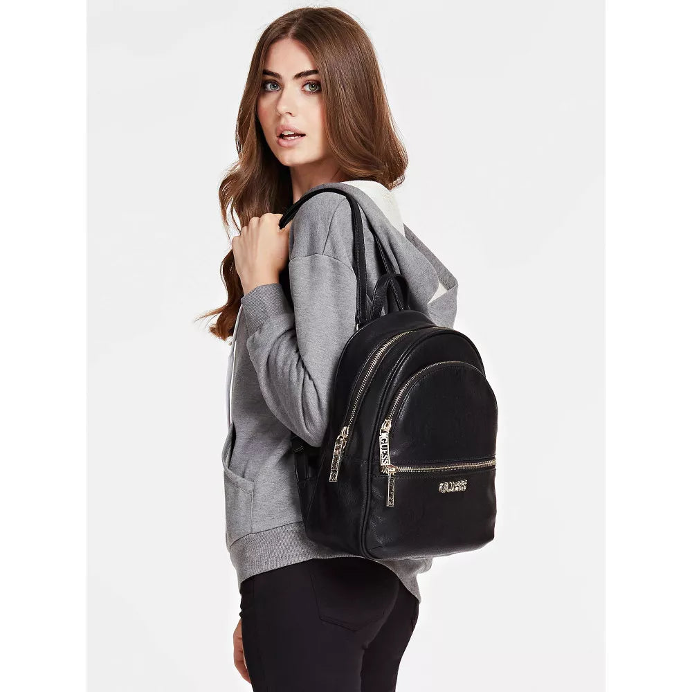 Guess Women’s Black Rucksack – Stylish Backpack with Zip Fastening & Front Pockets
