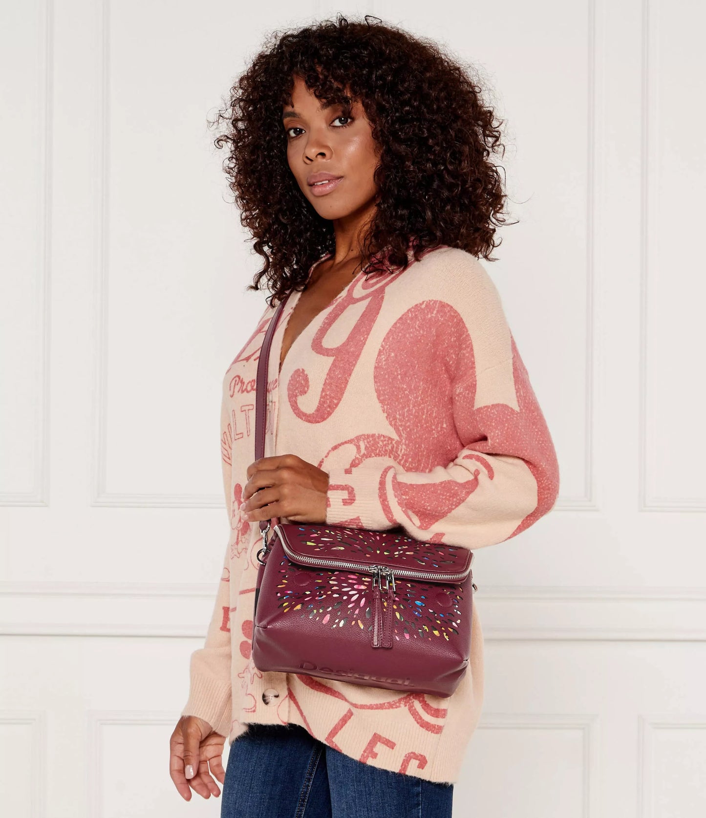 Desigual Red Women’s Bag – Chic Fall/Winter Handbag with Spacious Interior