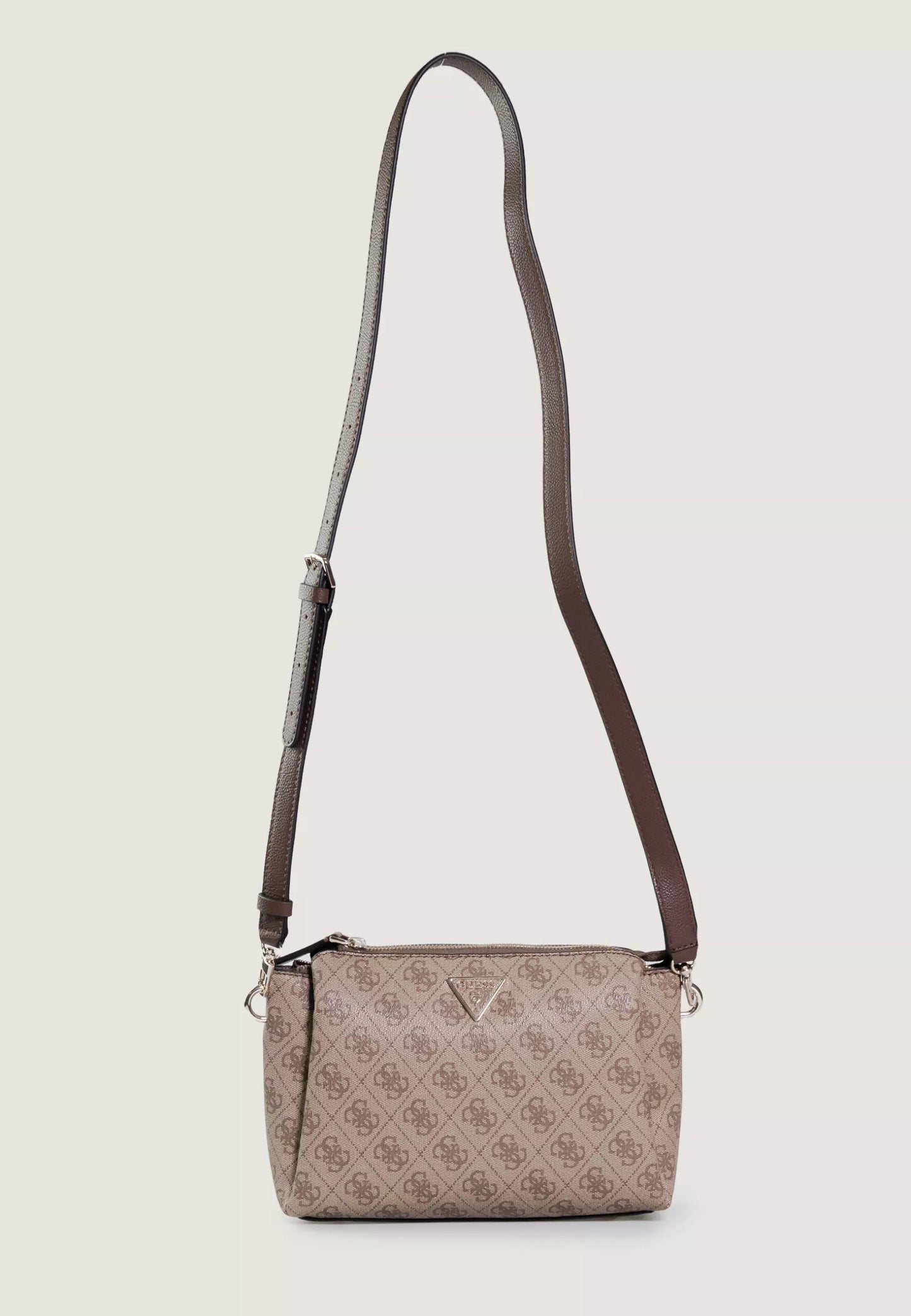 Guess Women’s Beige Shoulder Bag – PU Leather Compact Handbag with Zip Closure