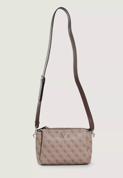 Guess Women’s Beige Shoulder Bag – PU Leather Compact Handbag with Zip Closure