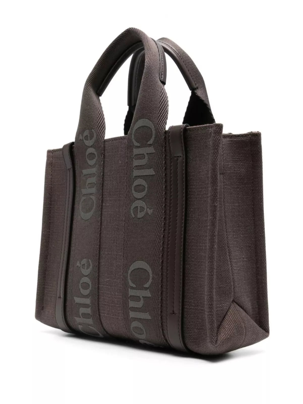 Chloé Woody Linen Handbag with Leather Accents – Chic & Versatile