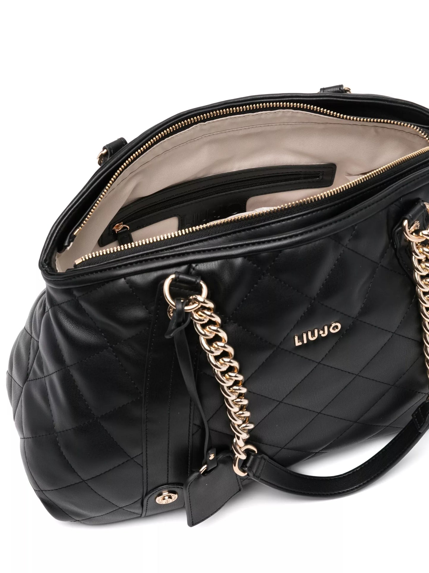 Liu Jo Women’s Black & White Bag – Elegant Contrast with Secure Zip Fastening