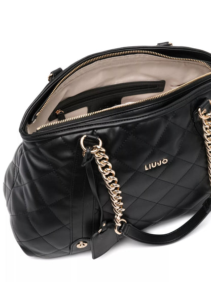 Liu Jo Women’s Black & White Bag – Elegant Contrast with Secure Zip Fastening