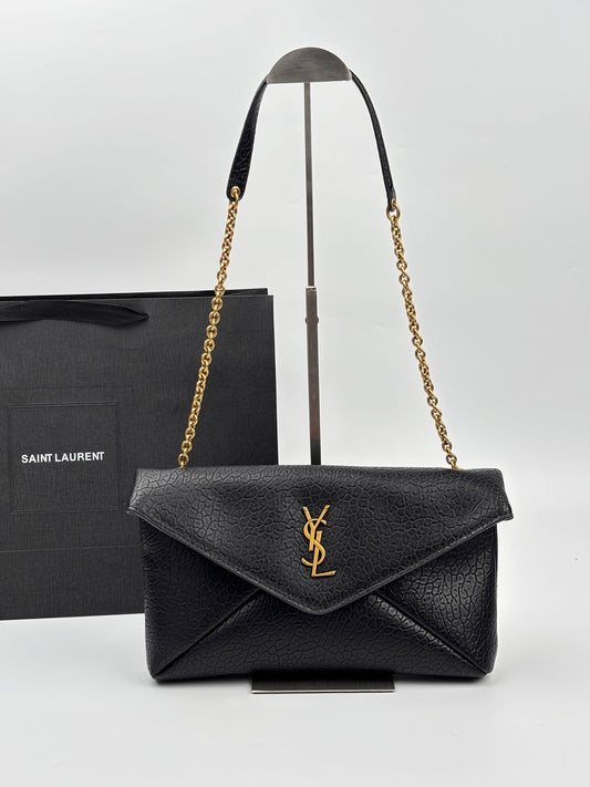 Saint Laurent Cassandre Grained Leather Envelope Shoulder Bag