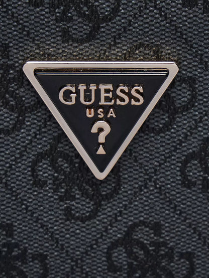 Guess Women’s Grey Printed Handbag – PU Leather Shoulder Bag with Top Handle & Detachable Strap