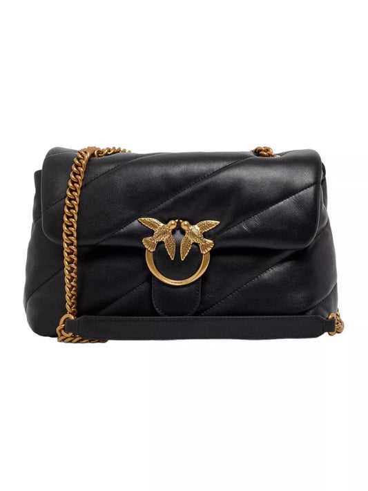 Pinko Women’s Black Leather Clip Bag – Sleek, Timeless & Practical