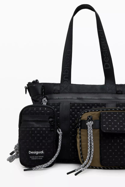 Desigual Women’s Black Print Handbag – Shoulder Strap & Front Pockets