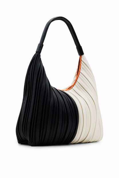 Desigual Black Handbag with Contrasting Details and Inner Pocket