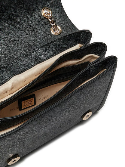 Guess Women’s Black Shoulder Bag – Elegant PU Leather Handbag for Fall & Winter