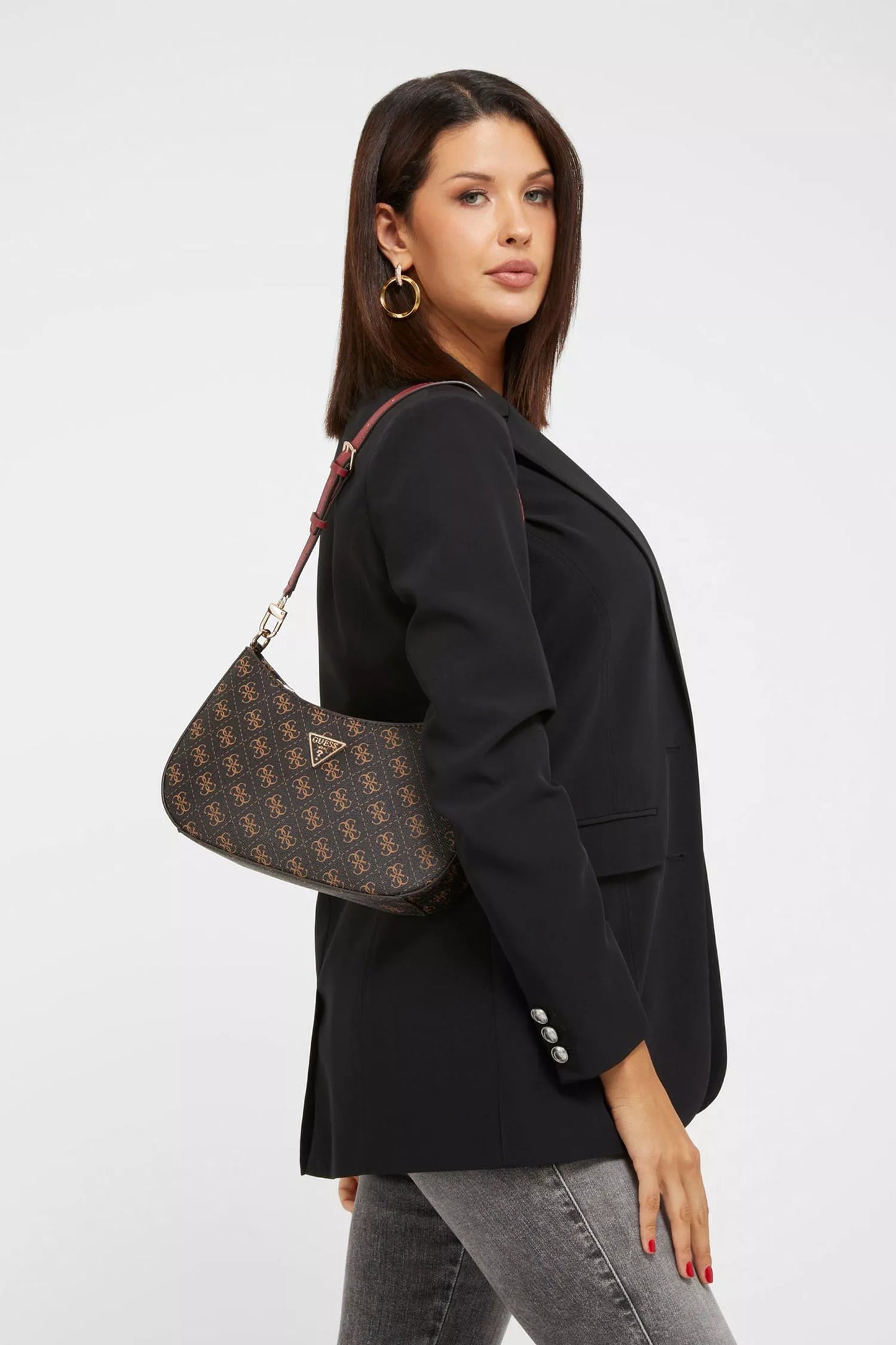 GUESS Women’s Brown Printed Shoulder Bag – Fall/Winter Premium Collection