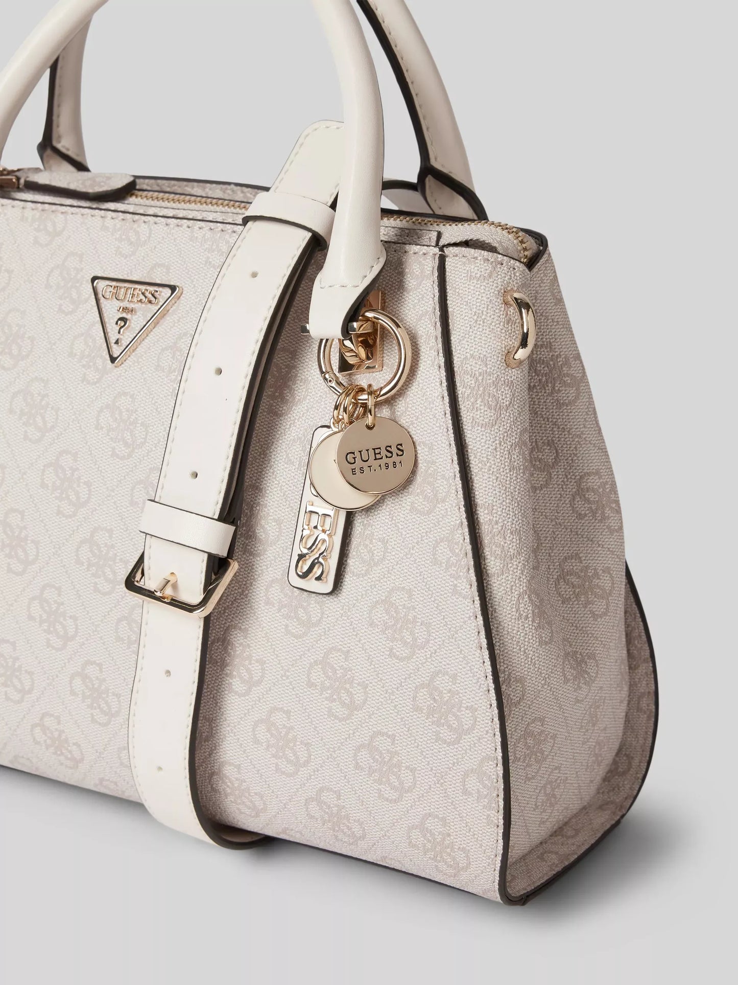 GUESS Women’s Pink Printed Handbag with Detachable Shoulder Strap – Stylish & Versatile