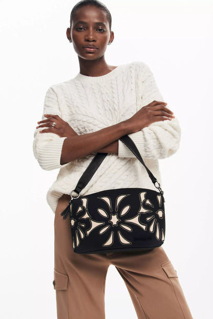 Desigual Women’s Black Handbag with Shoulder Strap – Artistic Fall/Winter Designer Bag