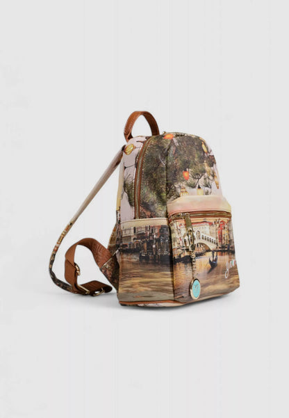 Y Not? Women’s Beige Printed Handbag with Zip Closure – Fall/Winter Tote