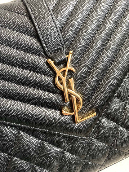 Saint Laurent Grained Leather Crescent Mini Shoulder Bag with Monogram Closure