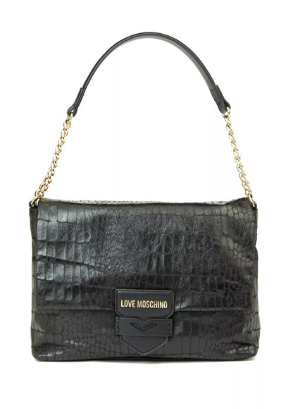 Love Moschino Black Shoulder Bag – Elegant Clip Closure