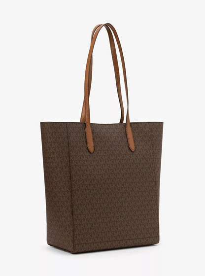 Michael Kors Women’s Brown Printed Handbag – Button Closure, Inside Pocket & Spacious Design | Fall/Winter Collection