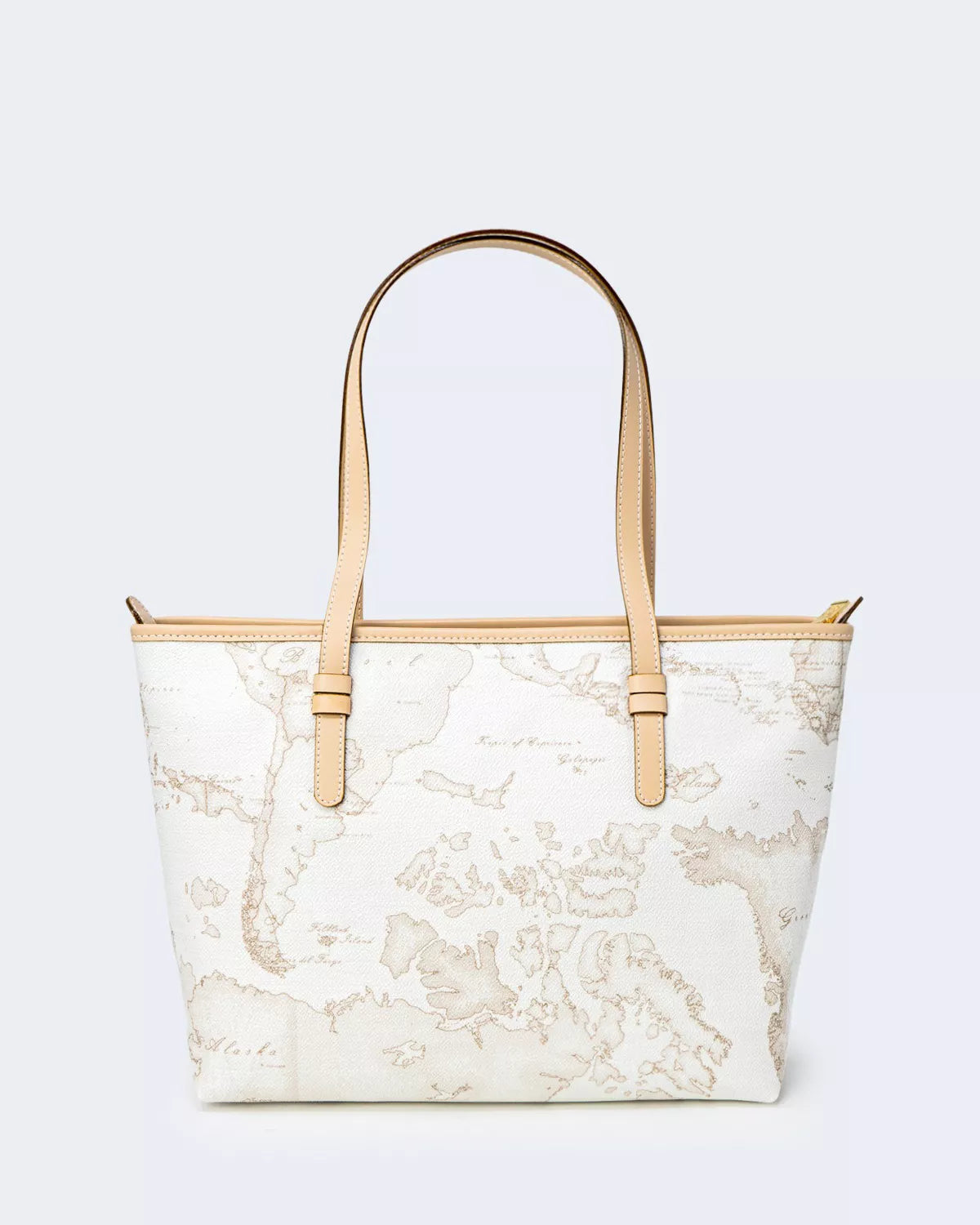 Alviero Martini Prima Classe Women’s White Leather Bag with Zip and Lined Interior