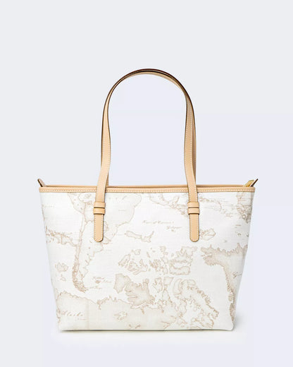 Alviero Martini Prima Classe Women’s White Leather Bag with Zip and Lined Interior