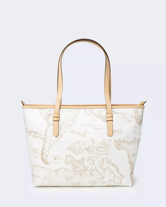 Alviero Martini Prima Classe Women’s White Leather Bag with Zip and Lined Interior