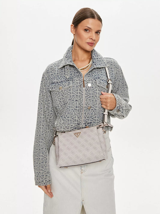 Guess Women’s Pink Printed Handbag with Detachable Shoulder Strap – Stylish & Versatile