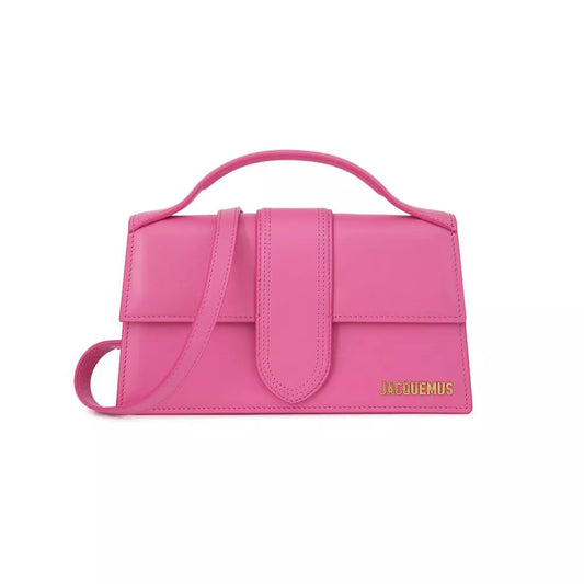 Jacquemus Pink Leather Bag with Removable Strap & Back Pocket – Elegant Compact Designer Handbag