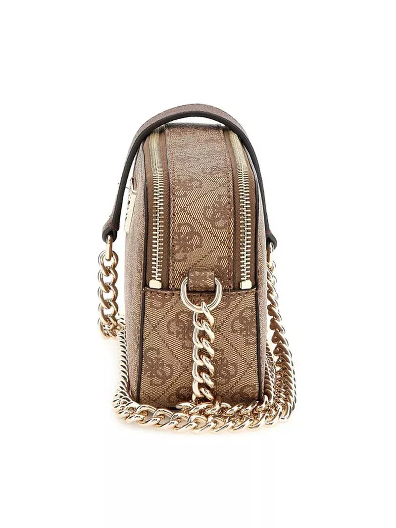 Guess Women’s Brown Printed Shoulder Bag – Trendy Fall/Winter PU Leather Handbag