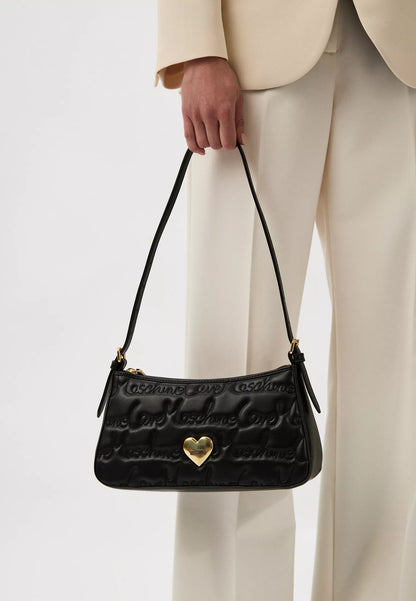 Love Moschino Women’s Black Handbag – Elegant Plain Zip Closure