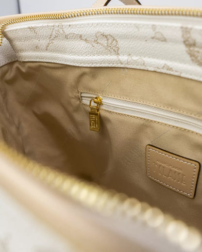 Alviero Martini Prima Classe Women’s White Leather Bag with Zip and Lined Interior