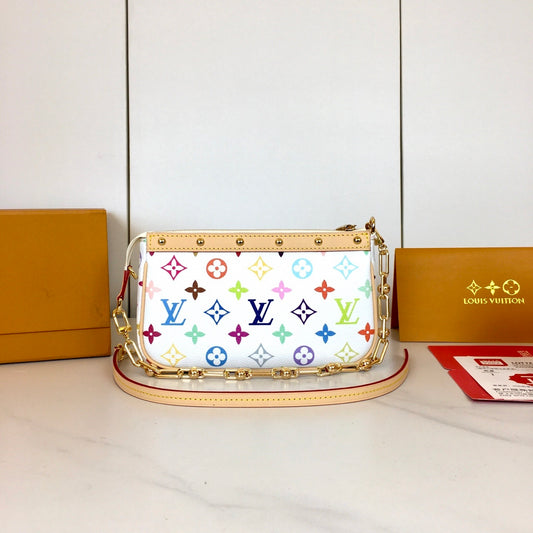 Louis Vuitton Petite Malle | Multi-Color Monogram White Trunk Crossbody