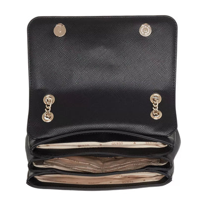 Guess Women’s Classic Black Shoulder Bag – PU Leather Chic Handbag for Fall & Winter