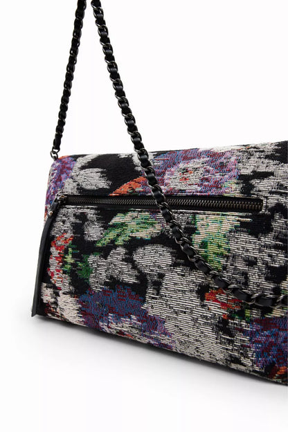 Desigual Stylish Black Handbag with Double Straps & Bold Contrast Design