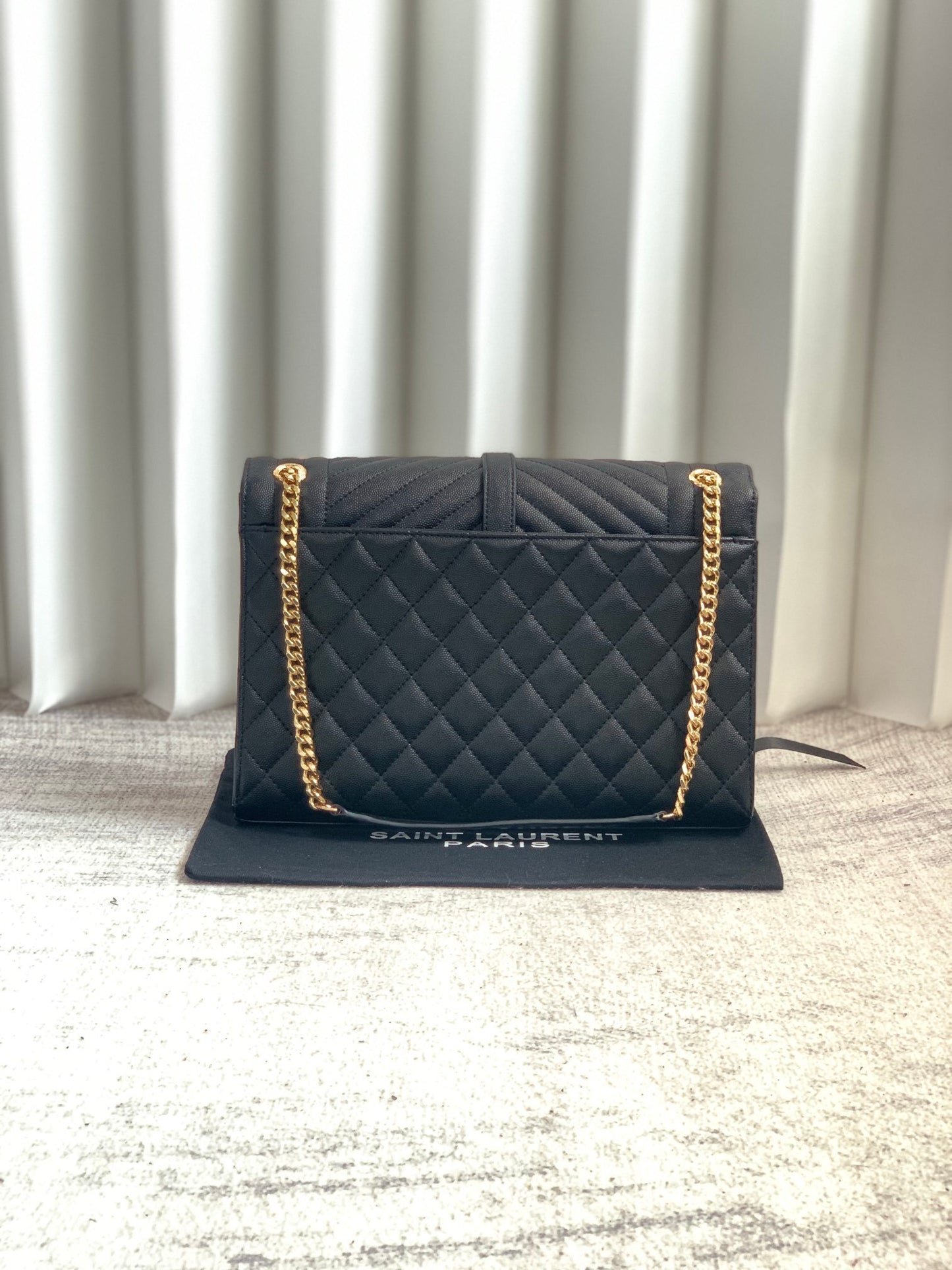 Saint Laurent Grained Leather Crescent Mini Shoulder Bag with Monogram Closure