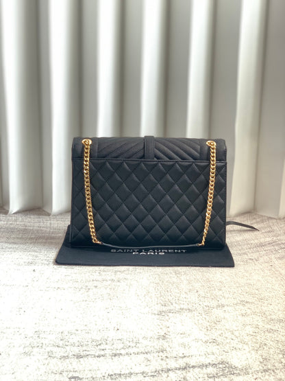 Saint Laurent Grained Leather Crescent Mini Shoulder Bag with Monogram Closure