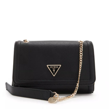 Guess Women’s Classic Black Shoulder Bag – PU Leather Chic Handbag for Fall & Winter