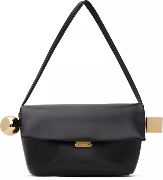 Jacquemus Le Rond Carré Leather Shoulder Bag – Geometric Design with Steel Accents