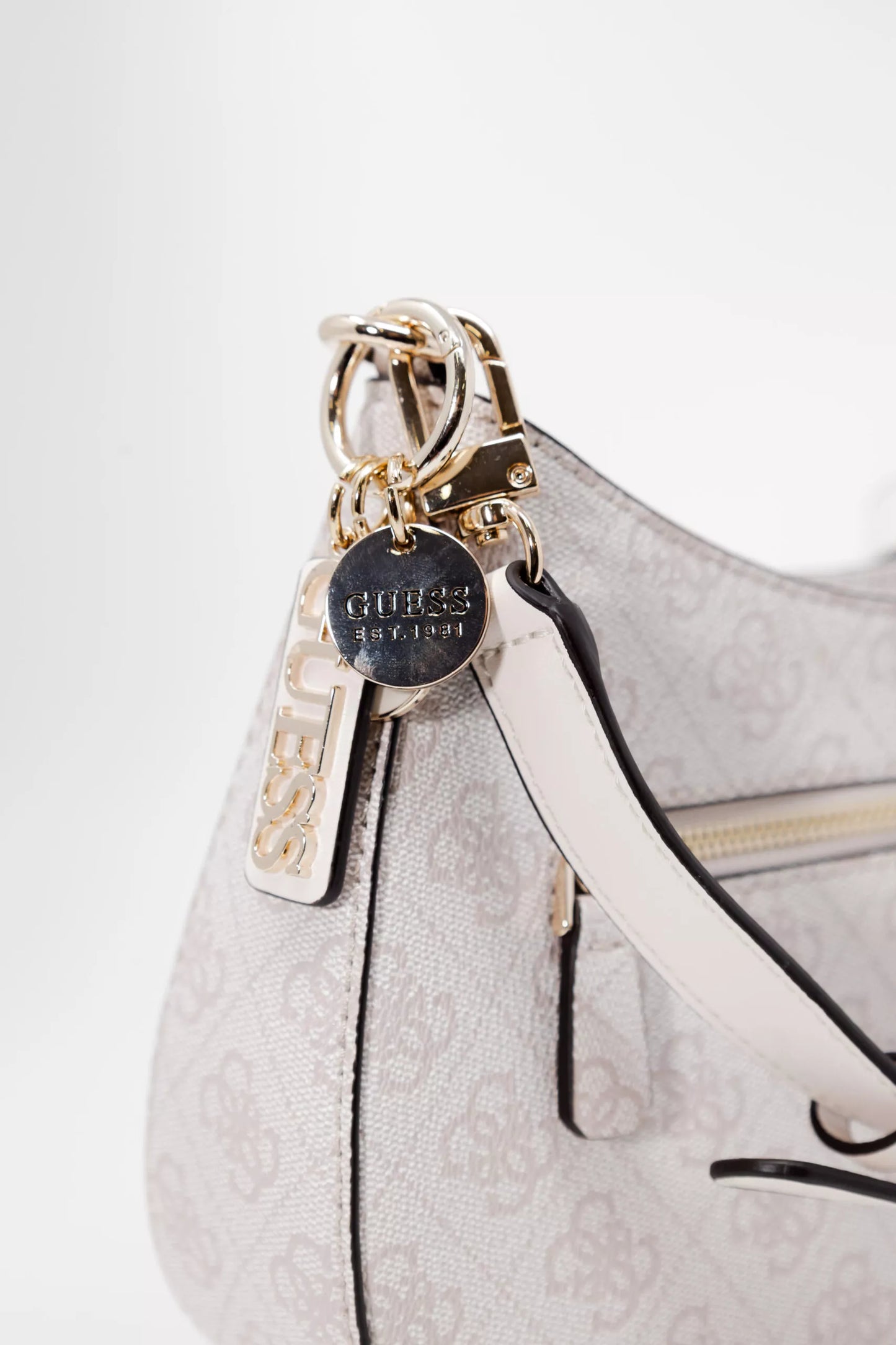 Guess Women’s Beige Printed Shoulder Bag – Elegant PU Leather Fall/Winter Handbag